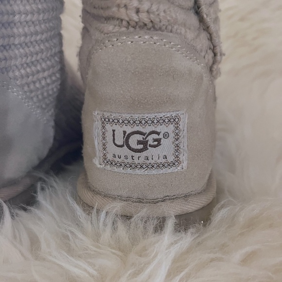 UGG Tan Tall Knit Cardy Pull-On Comfy Sweater Boots - Picture 6 of 8